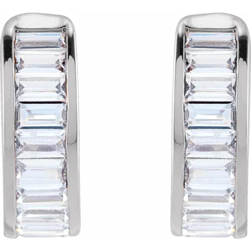 White Gold Straight Baguette Diamond Ear Cuff