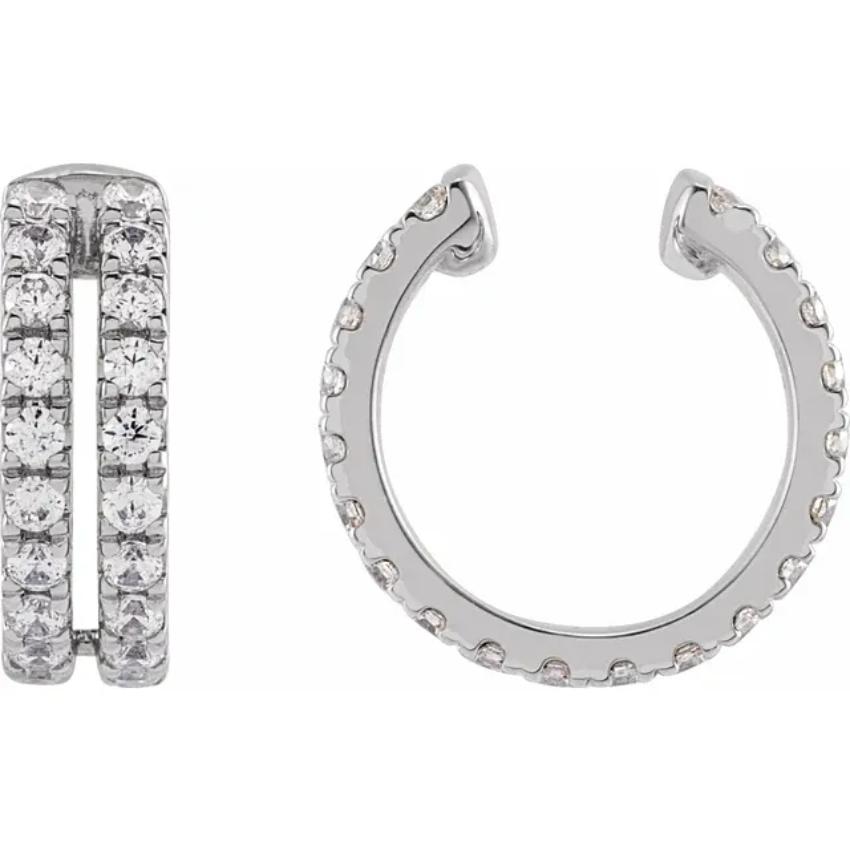 White Gold Round Diamond Ear Cuff