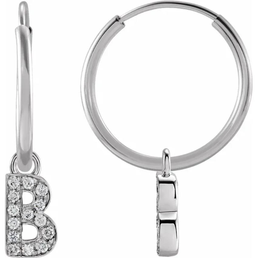 White Gold Diaomond Hoop Earring