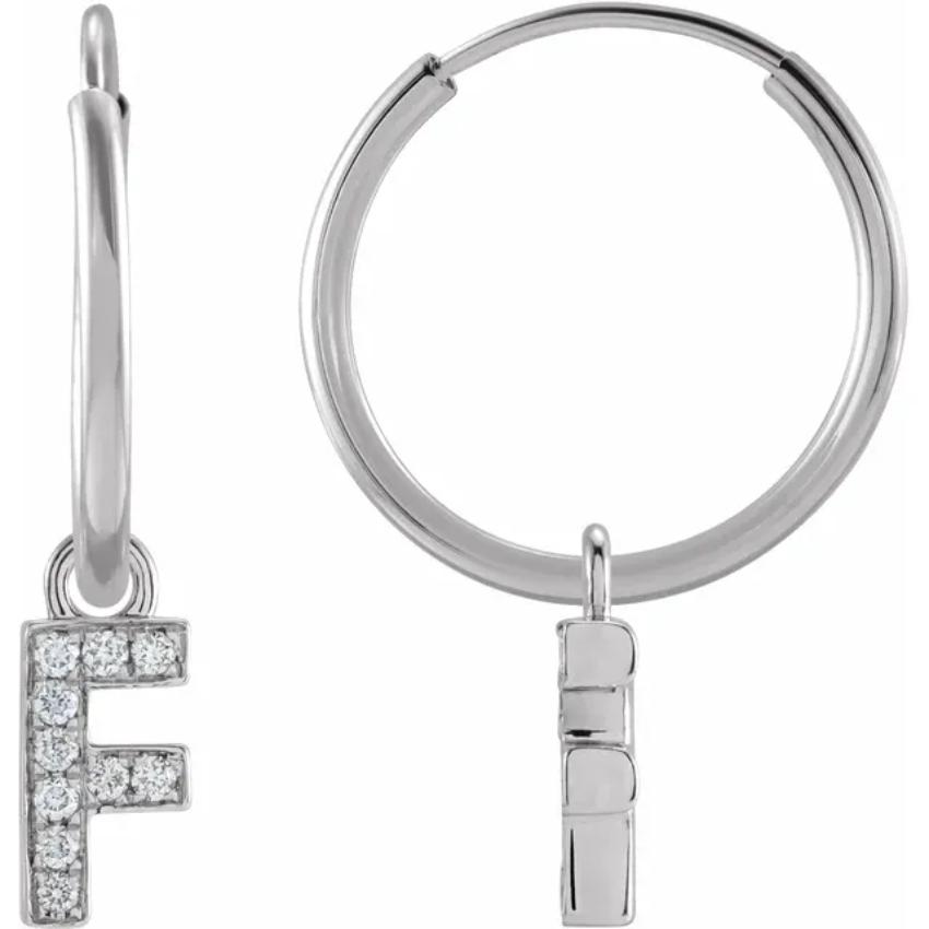 White Gold Diaomond Hoop Earring