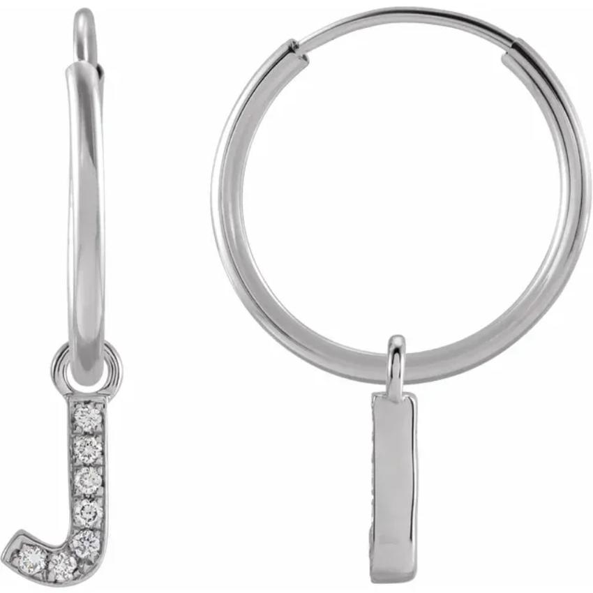 White Gold Diaomond Hoop Earring