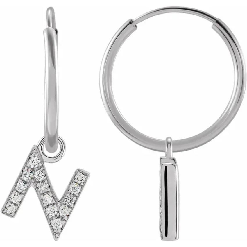 White Gold Diaomond Hoop Earring