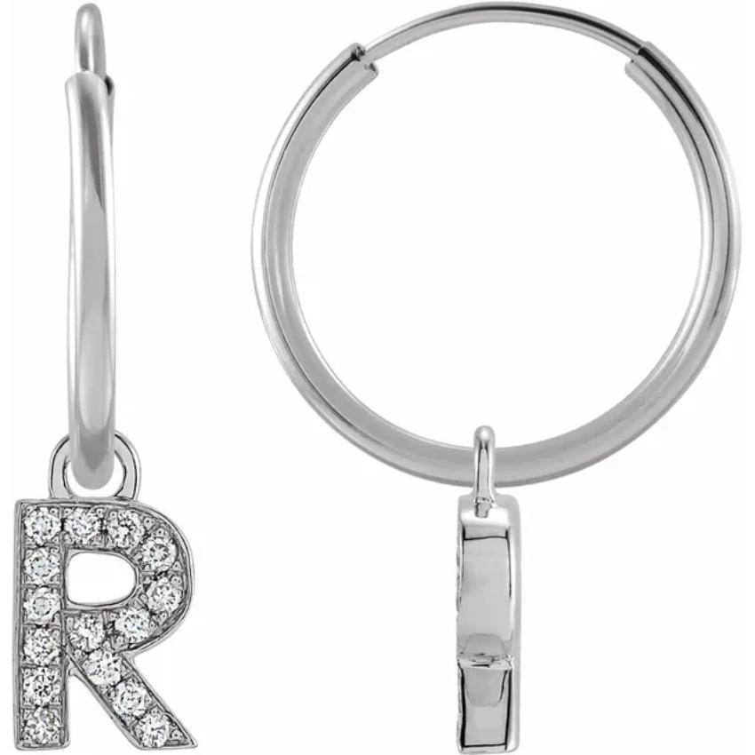 White Gold Diaomond Hoop Earring
