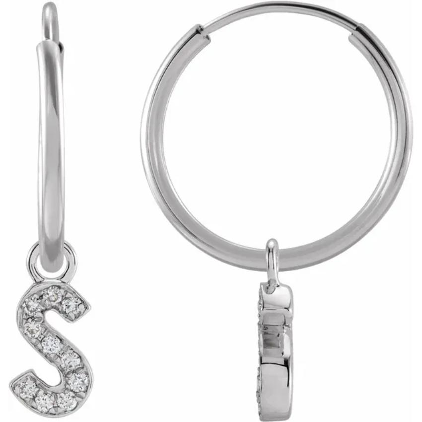 White Gold Diaomond Hoop Earring