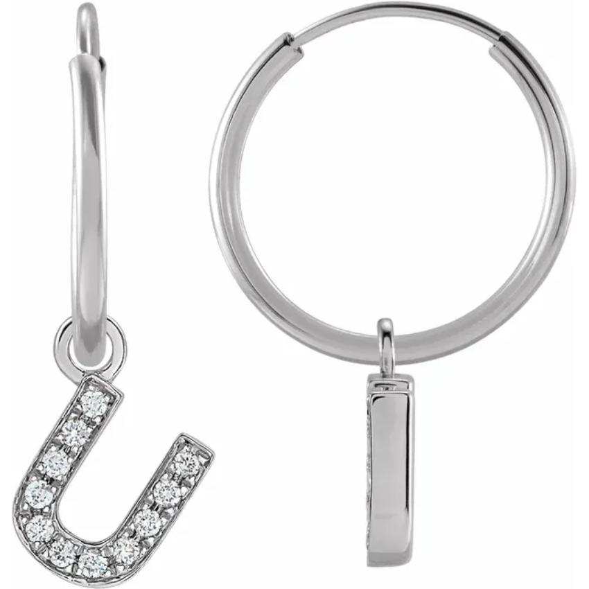 White Gold Diaomond Hoop Earring