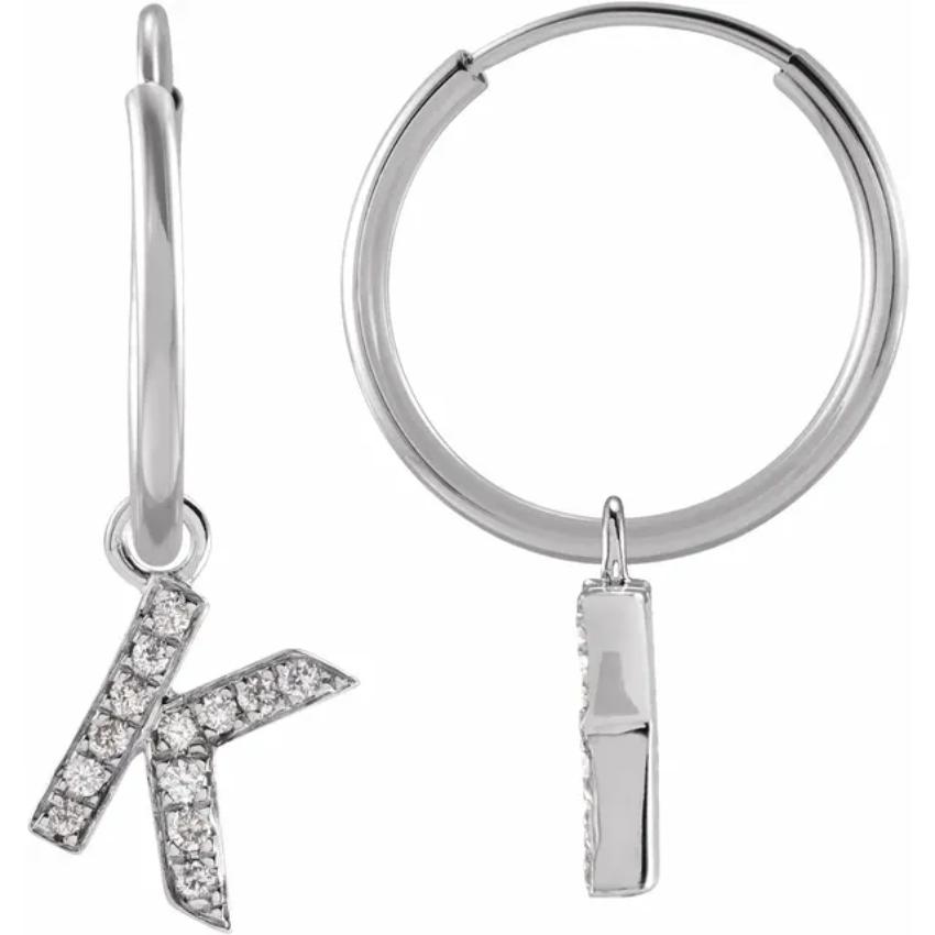 White Gold Diaomond Hoop Earring