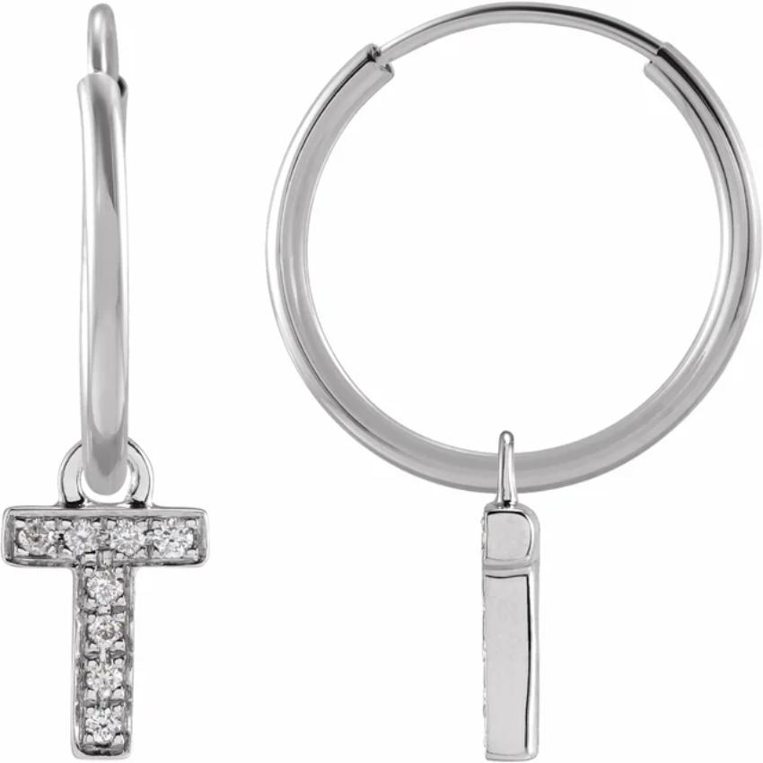 White Gold Diaomond Hoop Earring