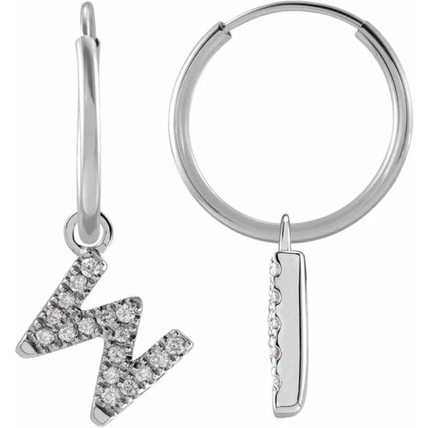 White Gold Diaomond Hoop Earring