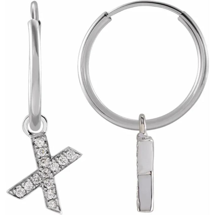 White Gold Diaomond Hoop Earring