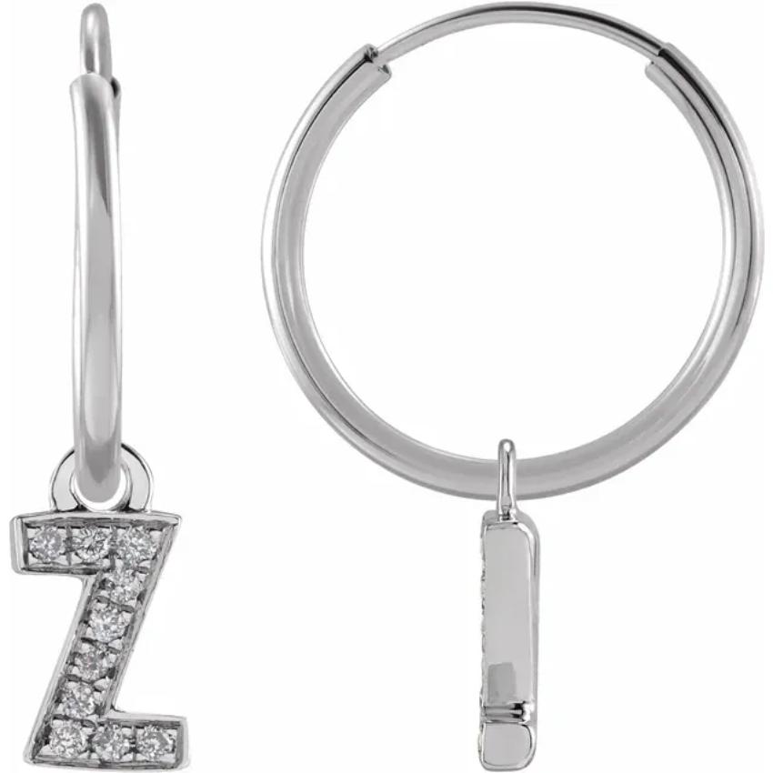 White Gold Diaomond Hoop Earring