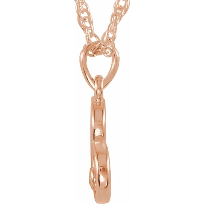 14K Rose Gold Single Diamond Open Heart Necklace