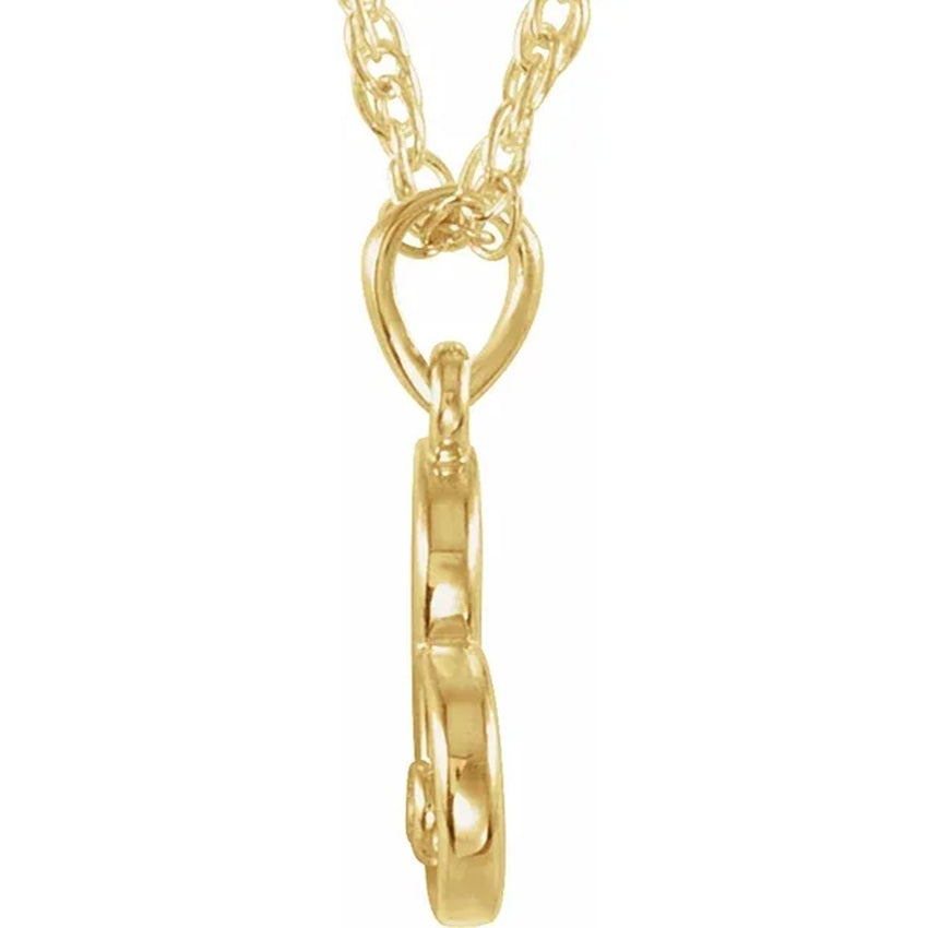 14K Yellow Gold Single Diamond Open Heart Necklace
