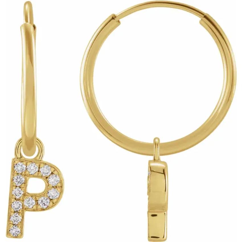 Yellow Gold Diaomond Hoop Earring
