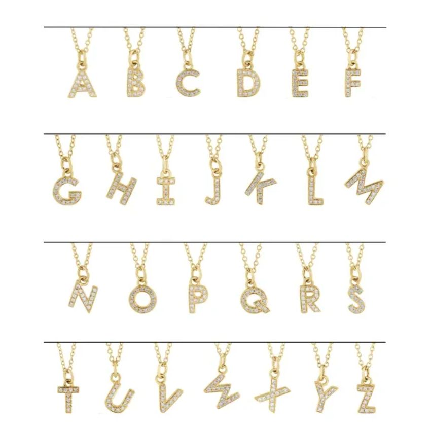 White Gold Lab Diamond Petite Initial Necklace