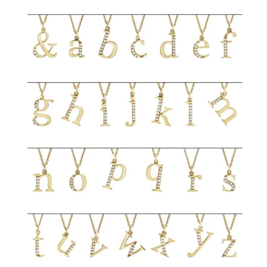 White Gold Diamond Lowercase Initial Necklace