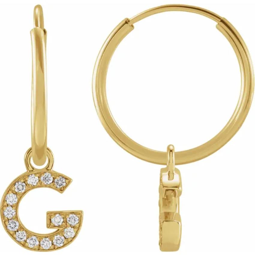 Yellow Gold Diaomond Hoop Earring
