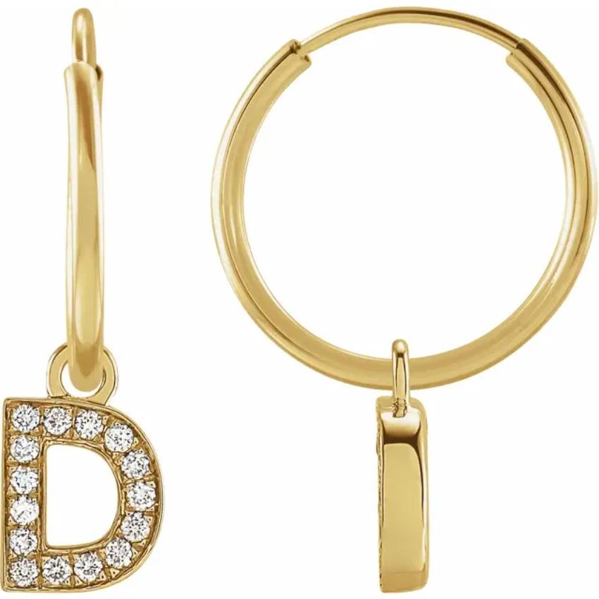 Yellow Gold Diaomond Hoop Earring