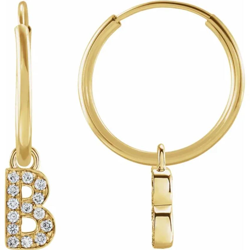 Yellow Gold Diaomond Hoop Earring