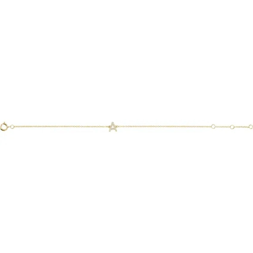 14K Yellow Gold 1/10 CTW Natural Diamond Initial Bracelet