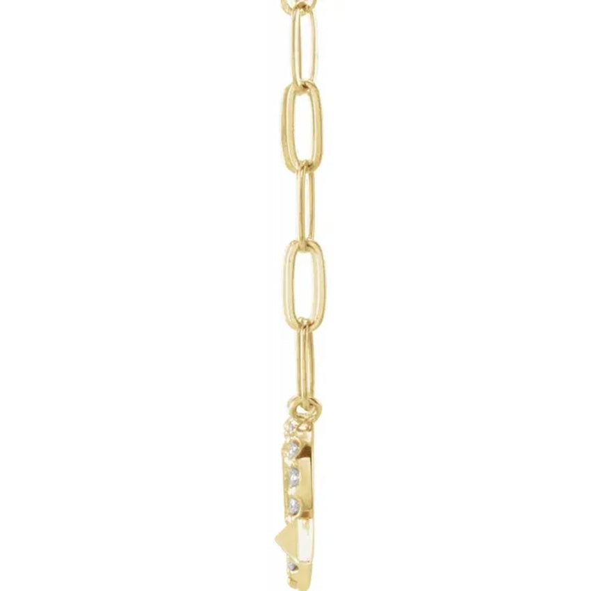 14K Yellow Gold Diamond Heart & Arrow Necklace