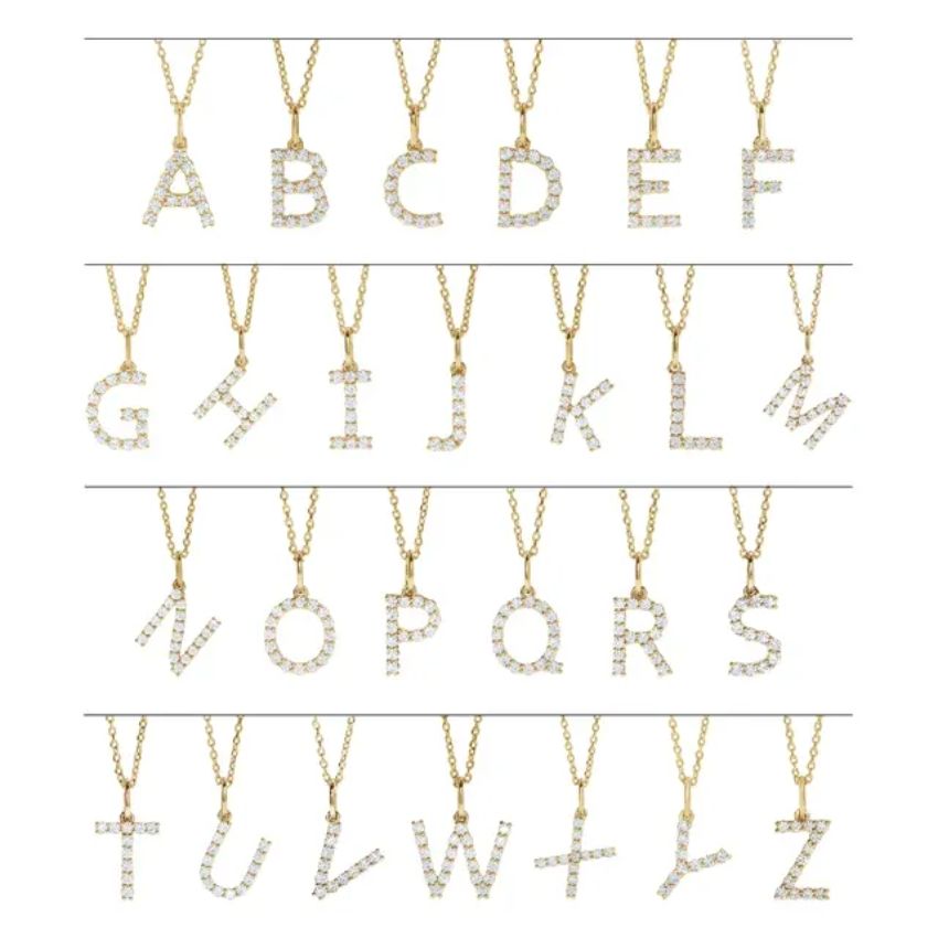 Rose Gold Lab Diamond Initial Necklace
