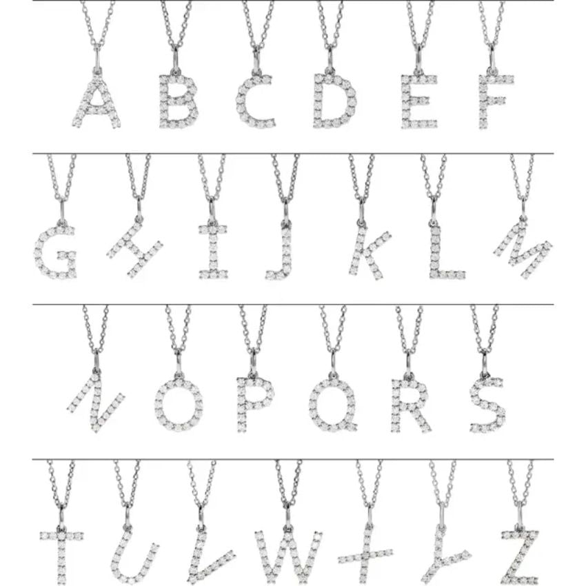Yellow Gold Lab Diamond Initial Necklace
