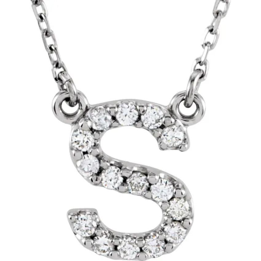 Yellow Gold Diamond Initial Necklace