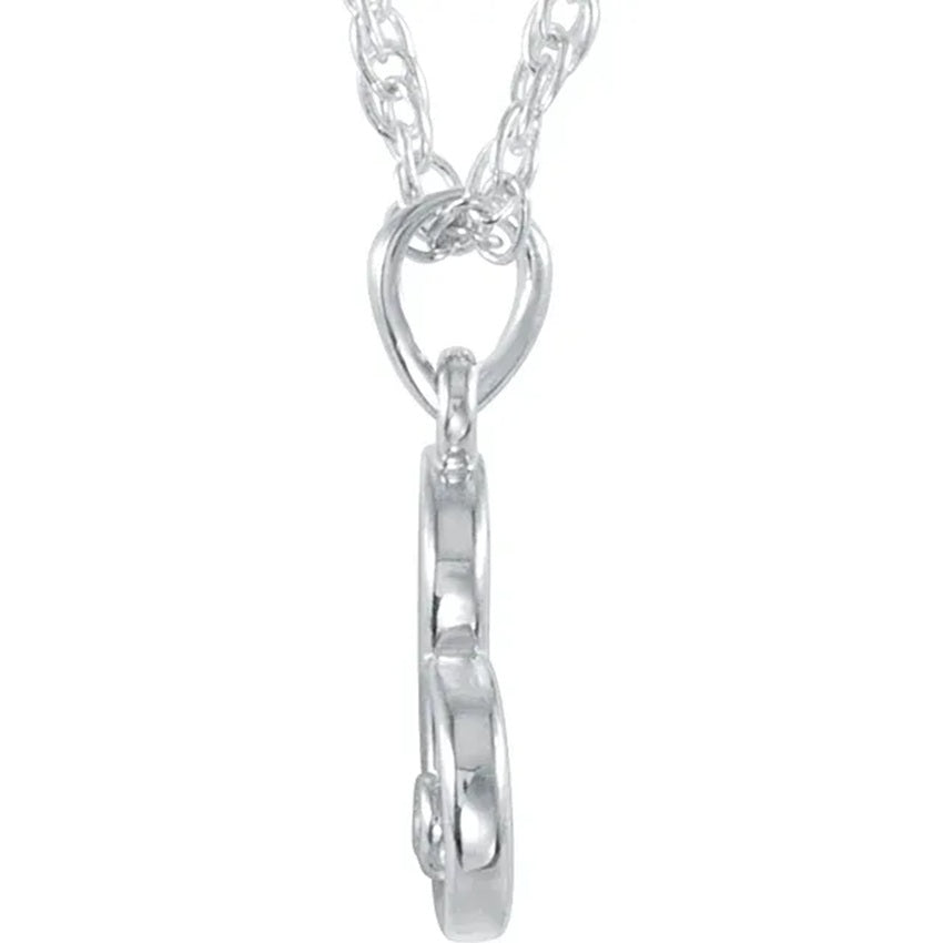 14K White Gold Single Diamond Open Heart Necklace