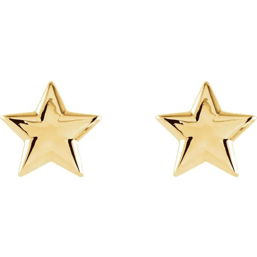 Yellow Gold Star Earrings