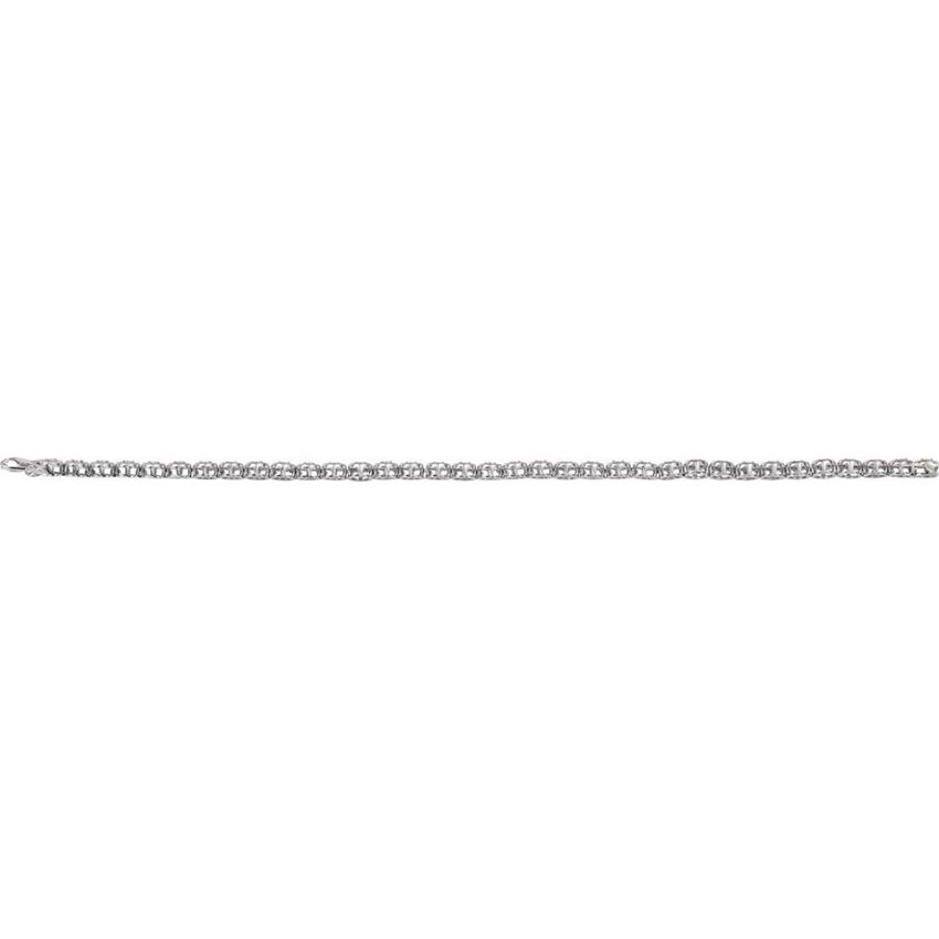 14K White Gold Round Diamond Beaded Bracelet