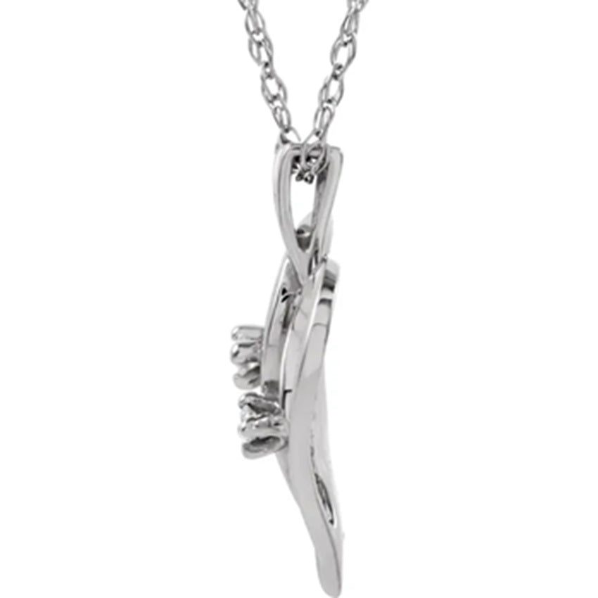 14K White Gold Intertwined Heart Diamond Necklace