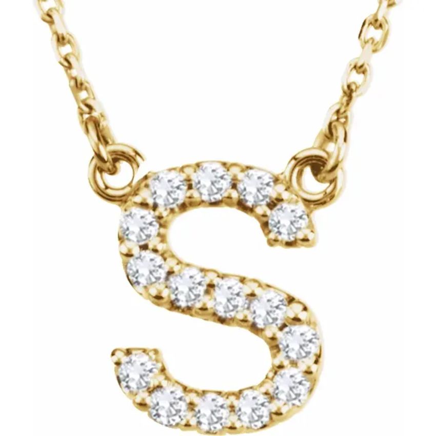 Yellow Gold Diamond Initial Necklace