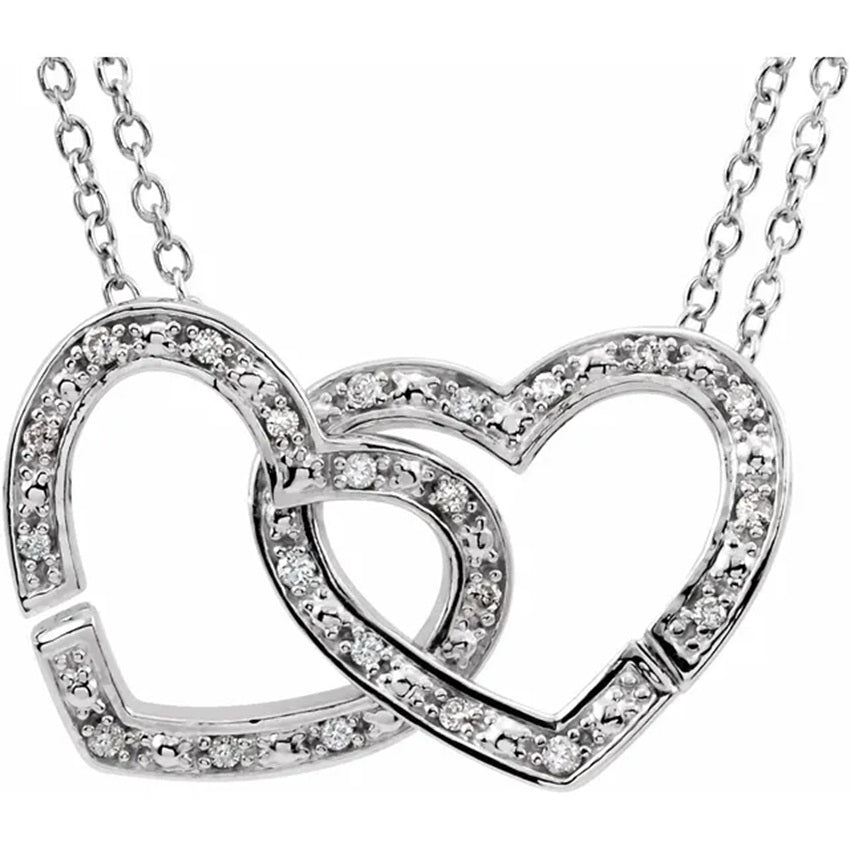 Sterling Silver Diamond Interlocking Hearts Necklace