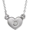 14K White Gold Diamond Solitaire Heart Pendant Necklace