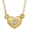14K Yellow Gold Diamond Solitaire Heart Pendant Necklace