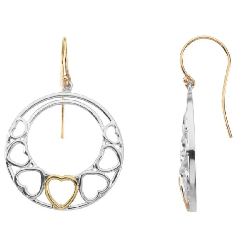 Yellow Gold Hearts Dangle Earrings