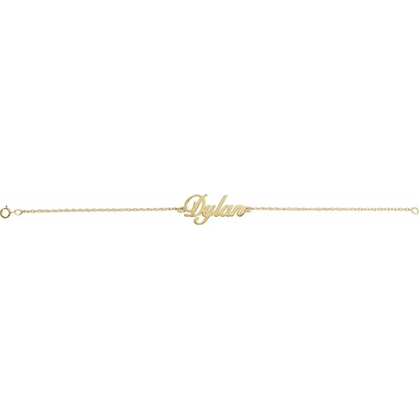 10K Yellow Gold Script Nameplate Bracelet