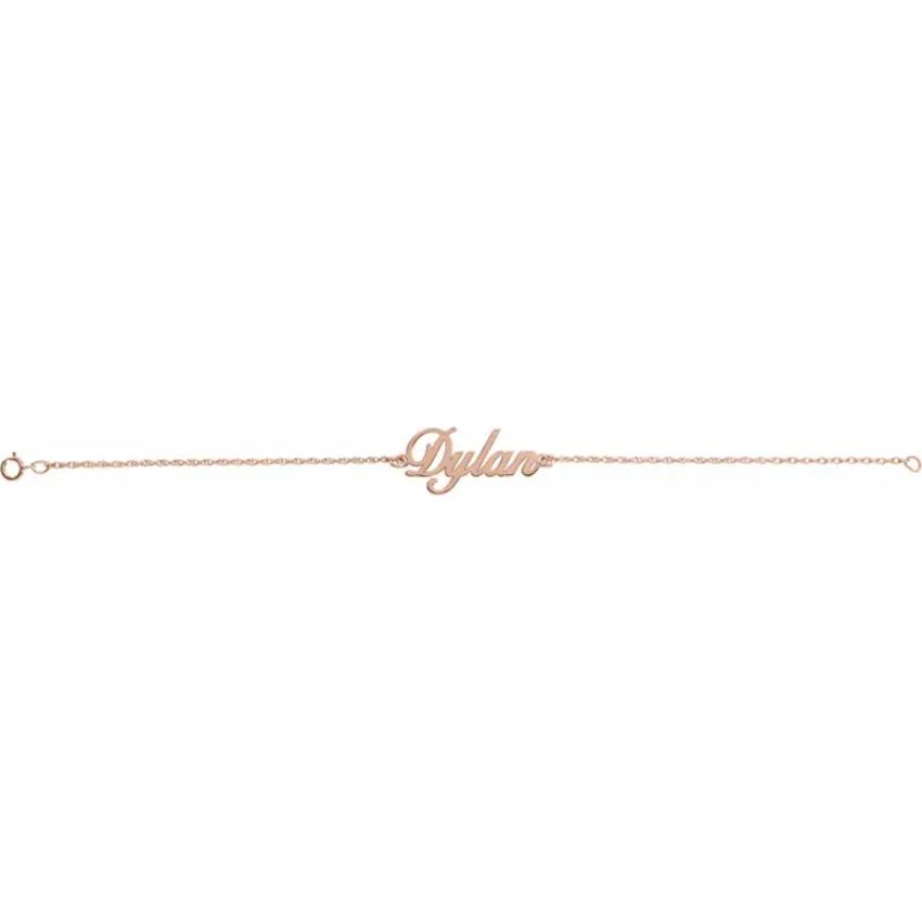 14K Rose Gold-Plated Sterling Silver Script Nameplate Bracelet