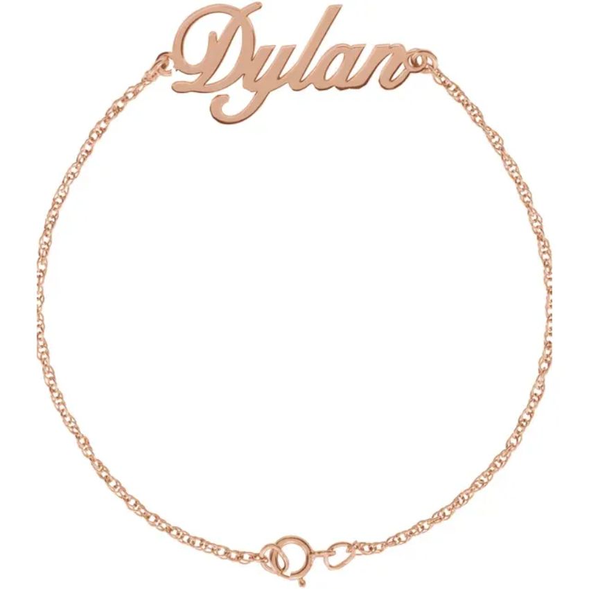 14K Rose Gold-Plated Sterling Silver Script Nameplate Bracelet