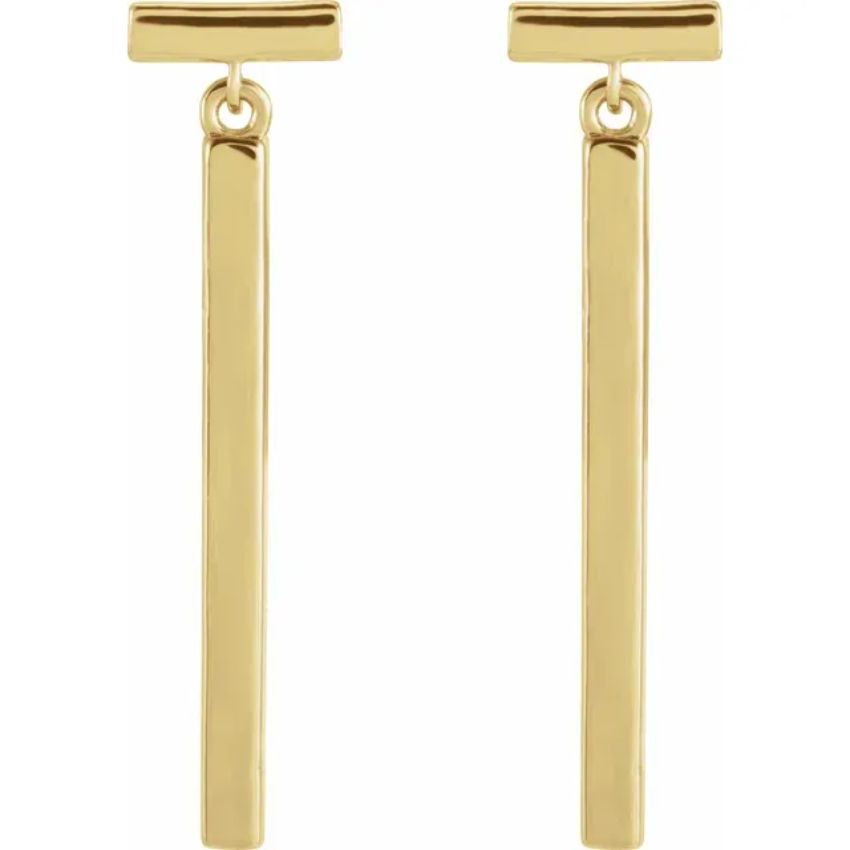Yellow Gold Articulated Bar Earrings