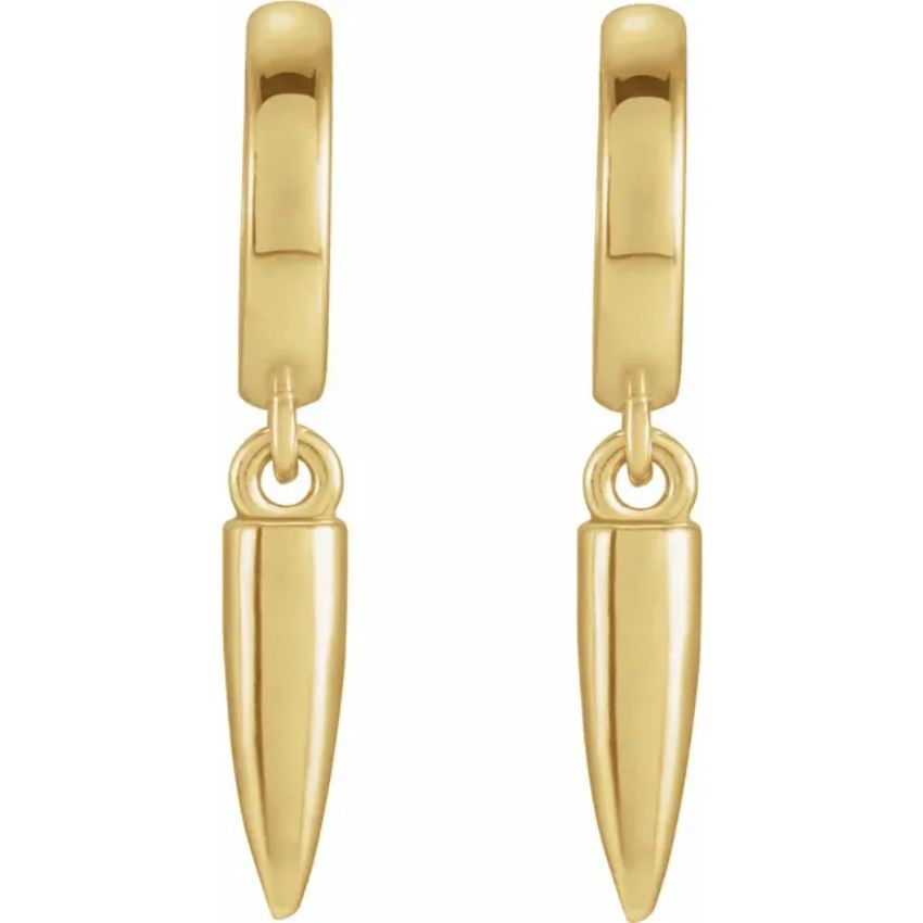 Yellow Gold Spike Hinged Hoop Earrings