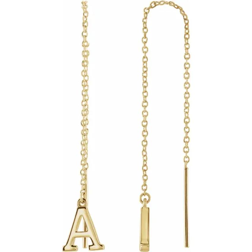 Yellow Gold Initial Chain Earring