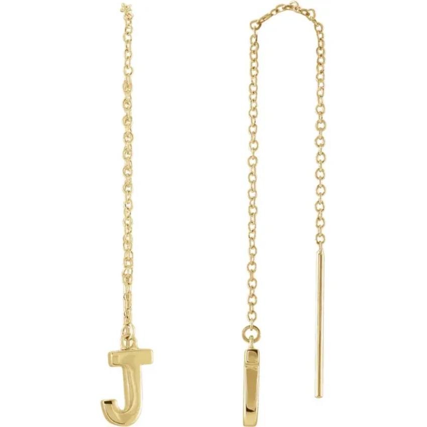 Yellow Gold Initial Chain Earring