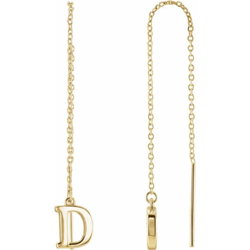 Yellow Gold Initial Chain Earring