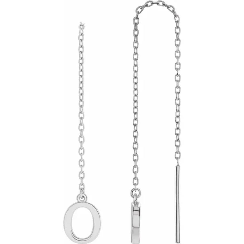 White Gold Initial Chain Earring