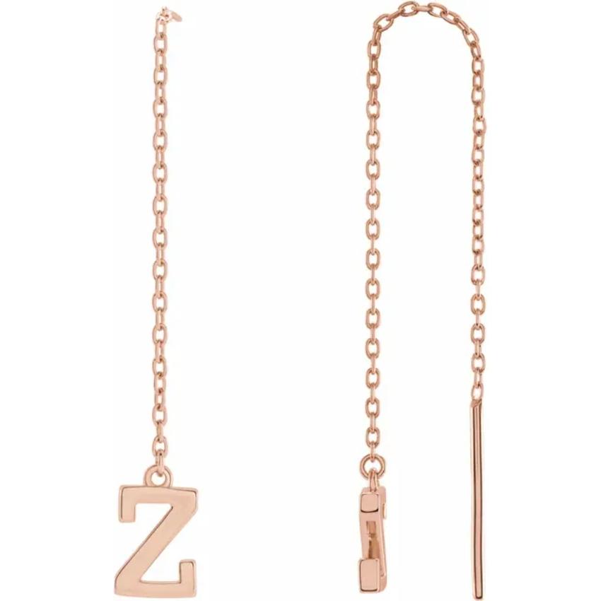 Rose Gold Initial Chain Earring