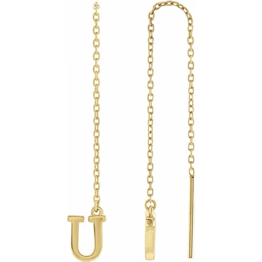 Yellow Gold Initial Chain Earring