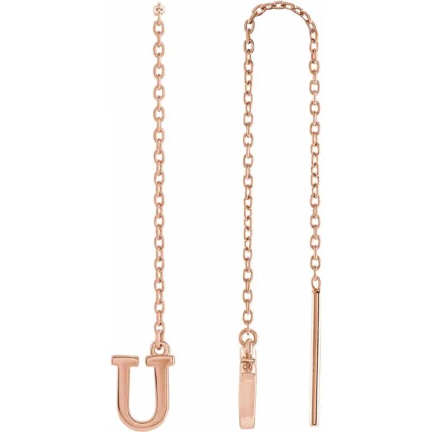 Rose Gold Initial Chain Earring