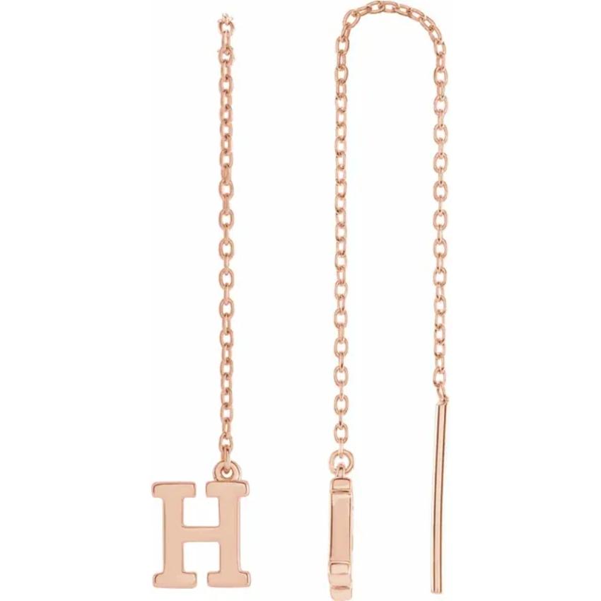 Rose Gold Initial Chain Earring