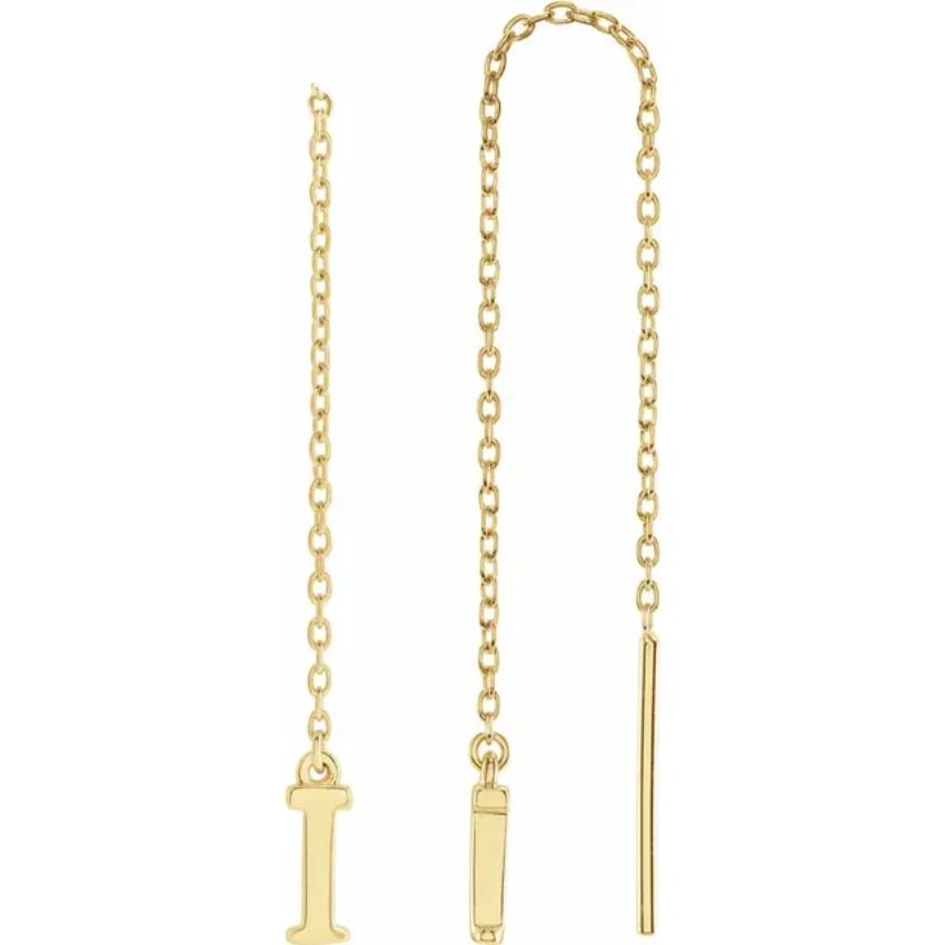 Yellow Gold Initial Chain Earring